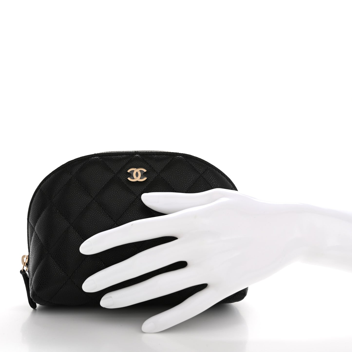 Caviar Quilted Small Cosmetic Case Black