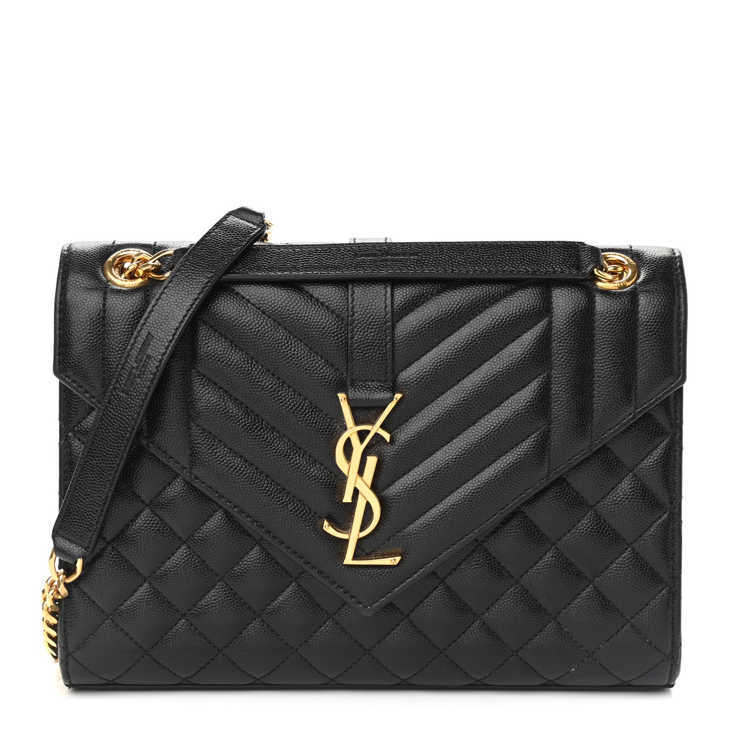 Saint Laurent Grain De Poudre Textured Mixed Matelasse Triquilt Medium Monogram Satchel Black 1 of 8
