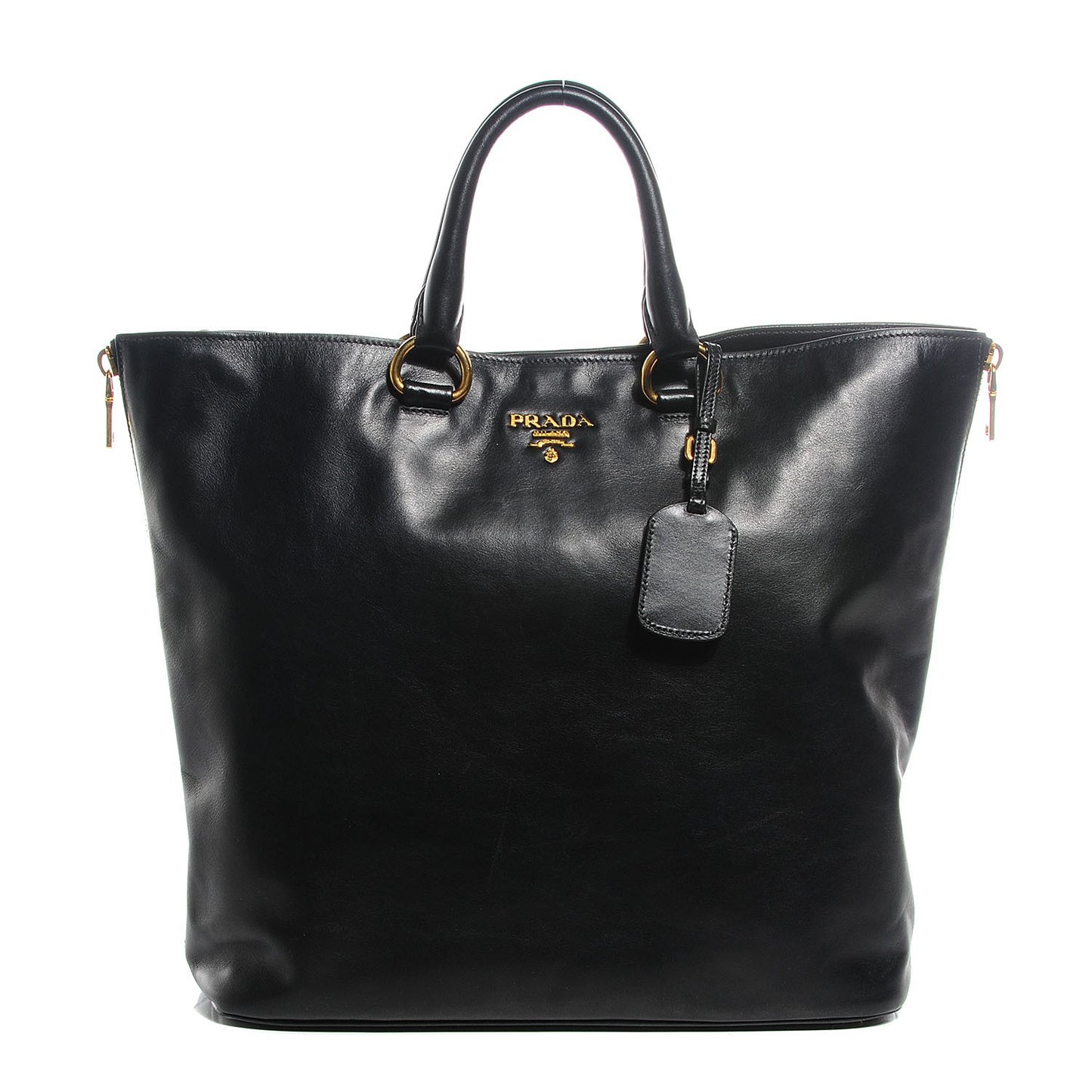 Soft Calf Side Zip Tote Nero Black