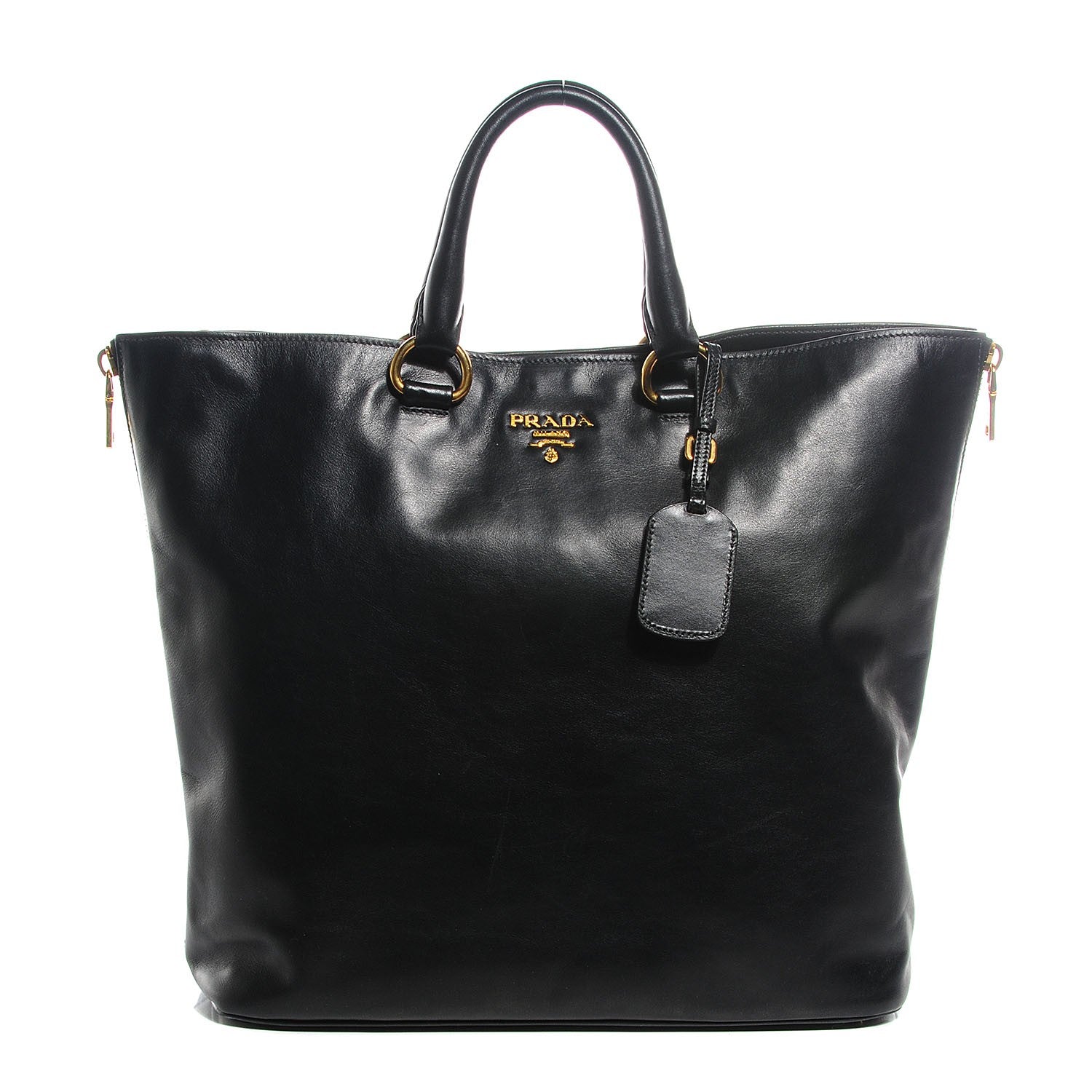 Prada Soft Calf Side Zip Tote Nero Black 1 of 8