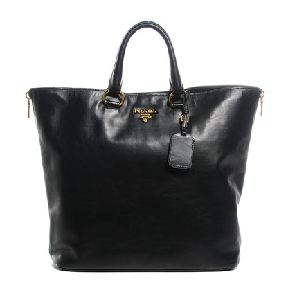 Prada Soft Calf Side Zip Tote Nero Black 1 of 8