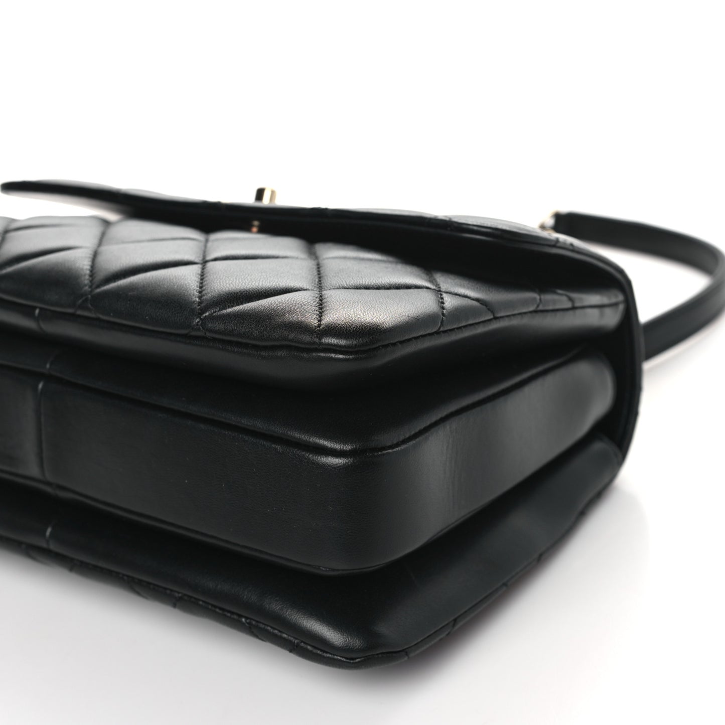 Lambskin Quilted Small Trendy CC Dual Handle Flap Bag Black