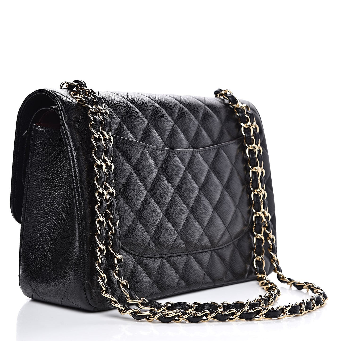 Caviar Quilted Jumbo Double Flap Black