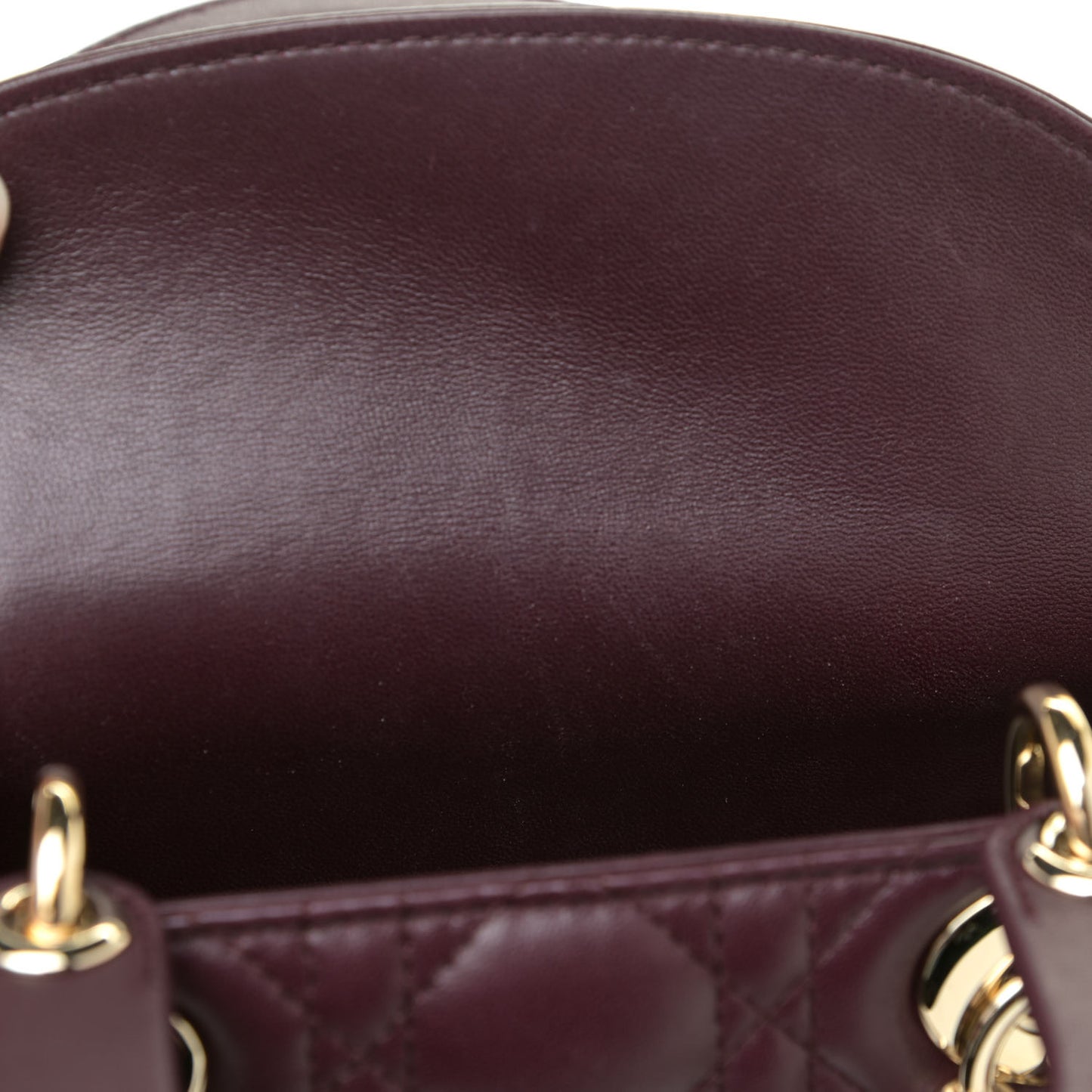 Lambskin Cannage Small Lucky Badges My Lady Dior Burgundy