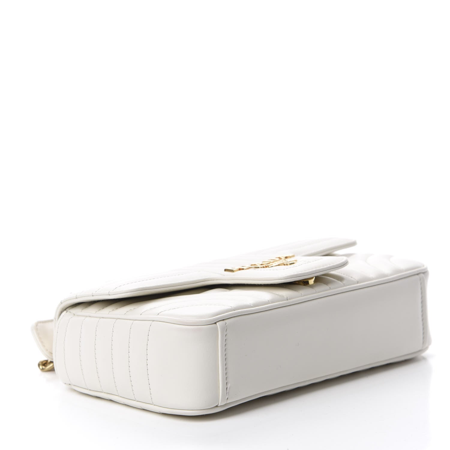 Prada Soft Calfskin Impunture Diagramme Small Chain Flap Shoulder Bag White 4 of 9