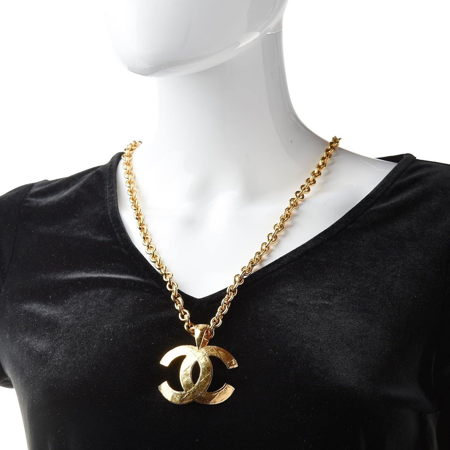 Chanel Quilted CC Long Chain Necklace Gold 2 of 5
