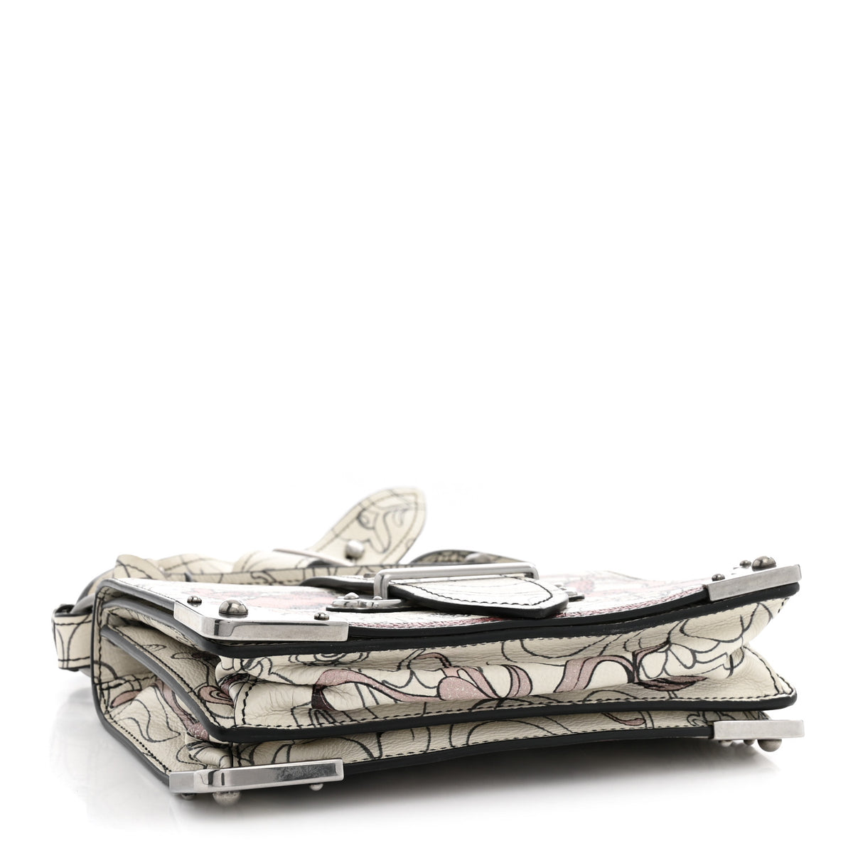 X JAMES JEAN Glace Calfskin Rabbit Print Cahier Bag Opaline
