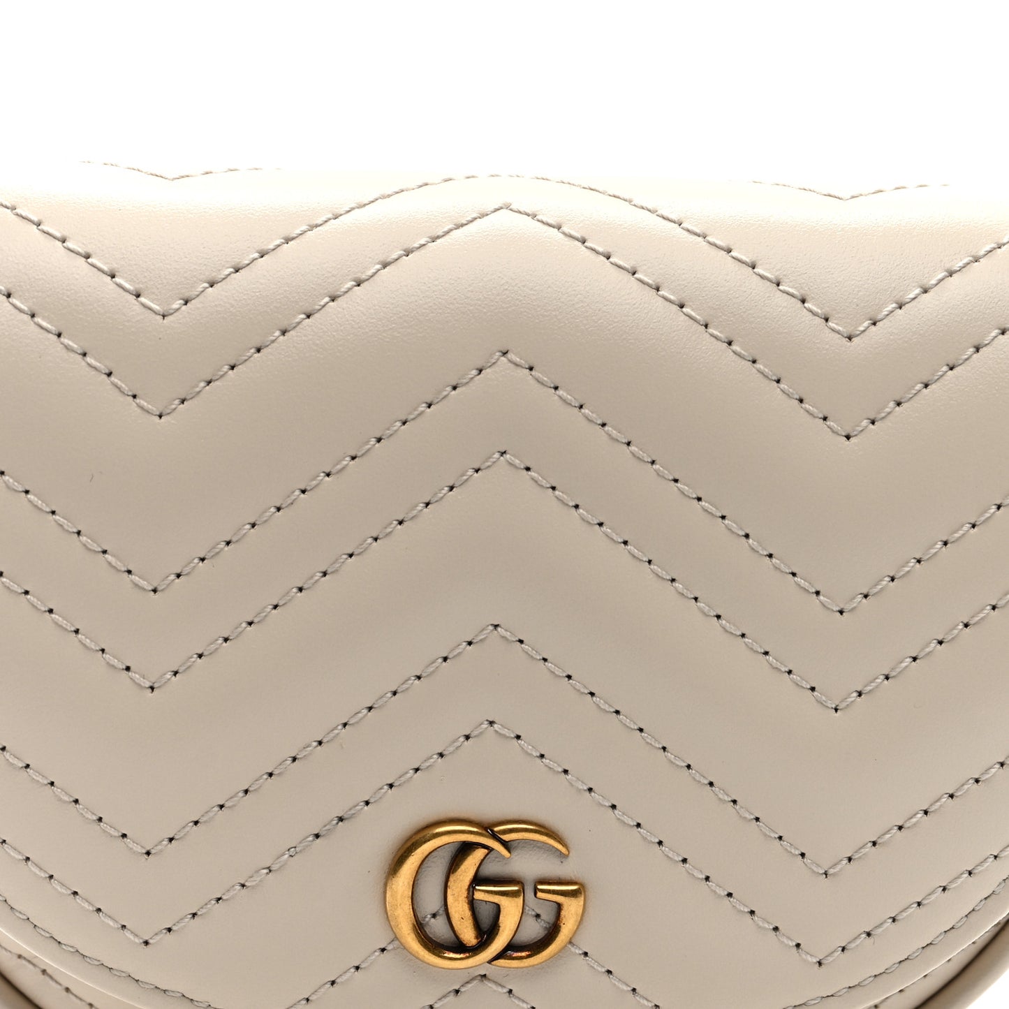 Calfskin Matelasse Mini GG Marmont Chain Belt Bag Mystic White