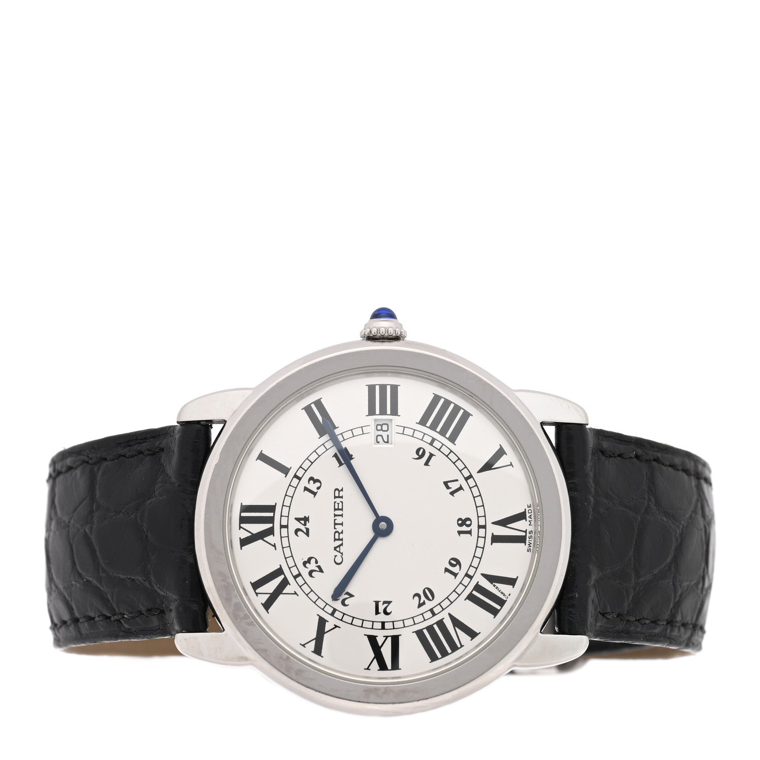 Cartier Stainless Steel Alligator 36mm Ronde Solo Quartz Watch 2 of 5
