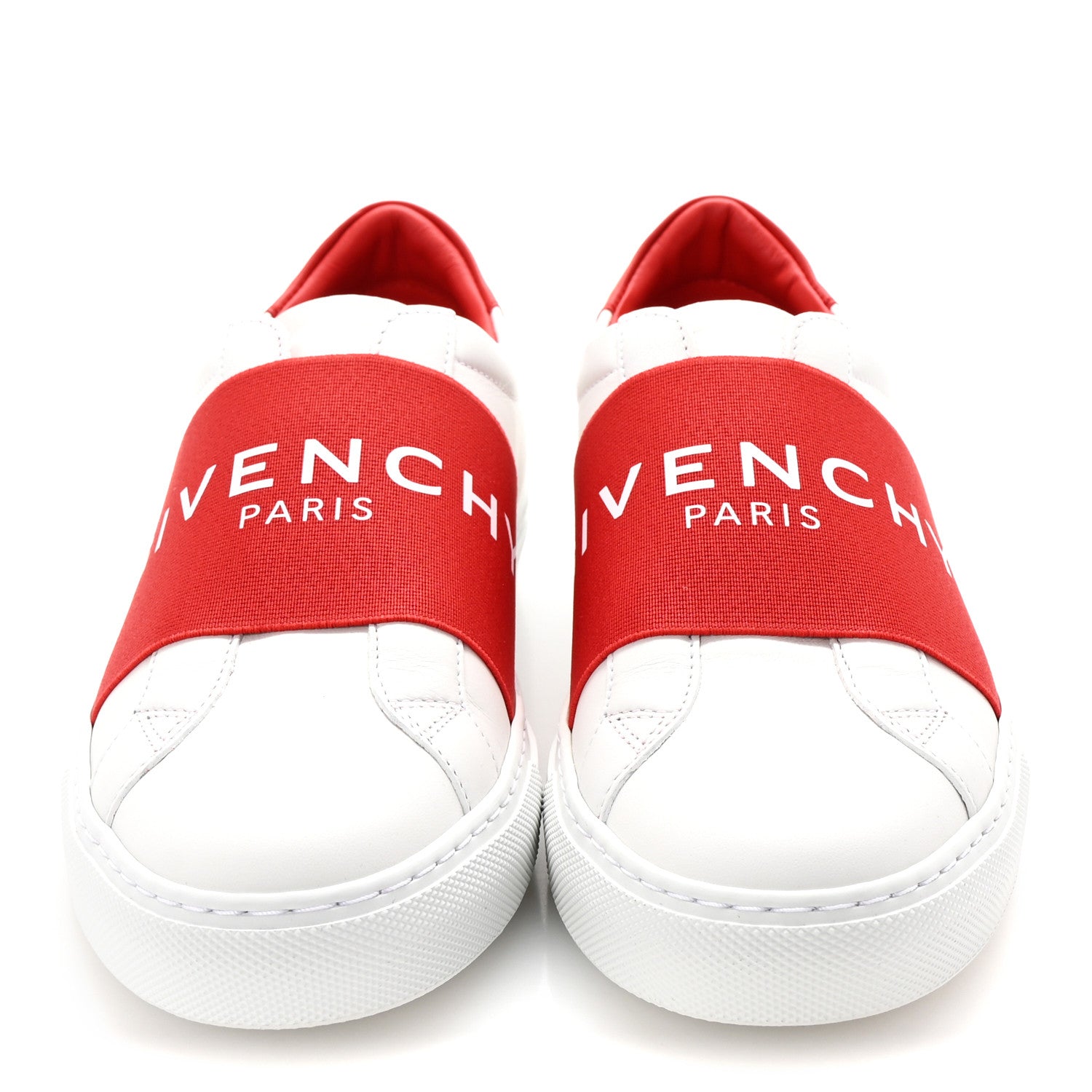 Givenchy Calfskin Band Logo Womens Urban Street Sneakers 37 White Red 3 of 10