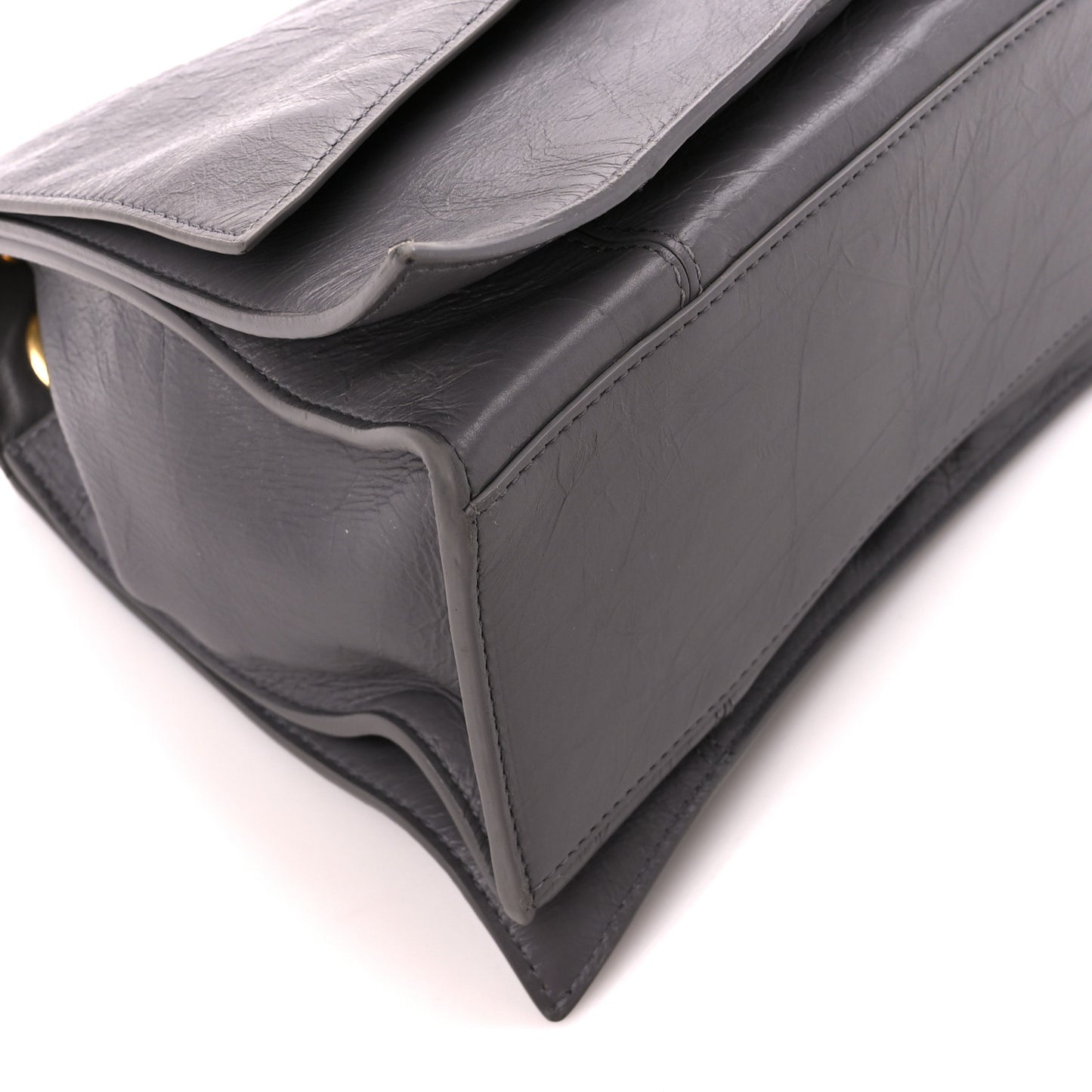 Crushed Calfskin Medium Crush Chain Bag Dark Grey