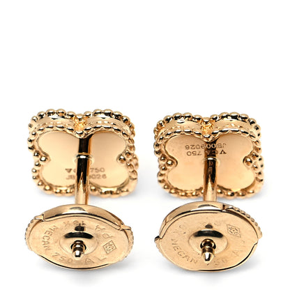 Van Cleef & Arpels 18K Yellow Gold Black Onyx Sweet Alhambra Earrings 3 of 4