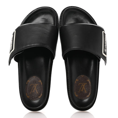 Louis Vuitton Calfskin Womens Pool Pillow Sunset Mules 41 Black 2 of 15
