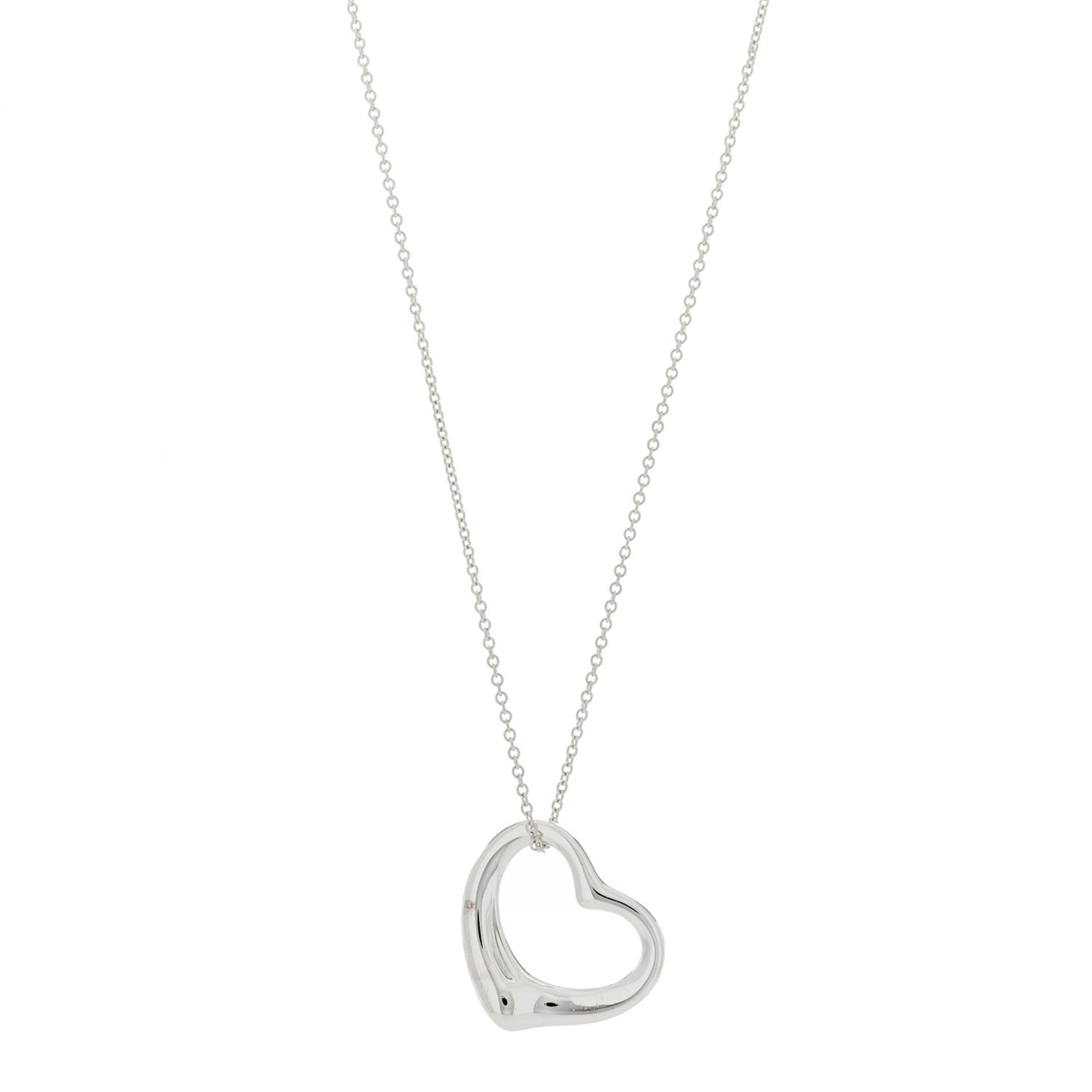 Sterling Silver 27mm Elsa Peretti Open Heart Pendant Necklace