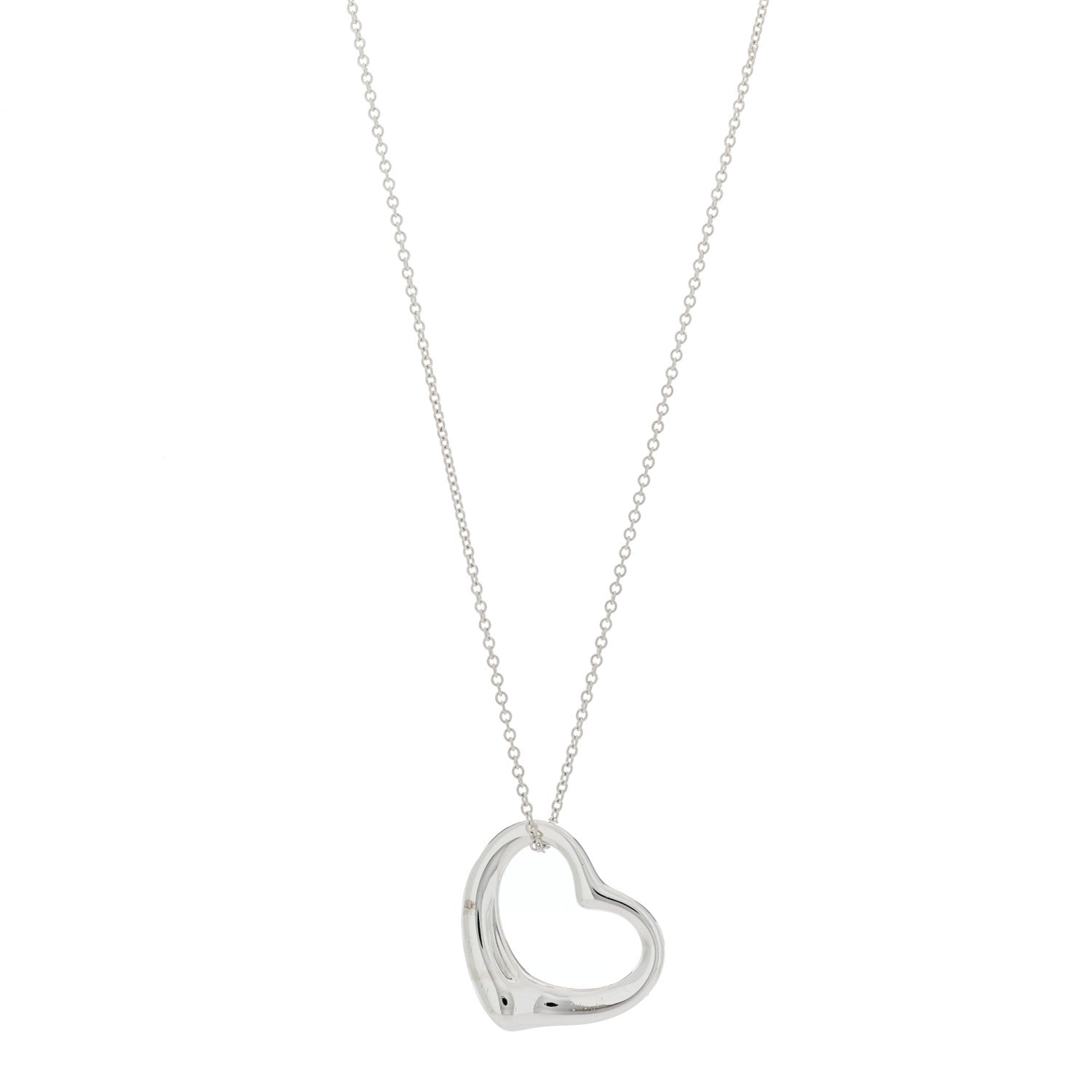 Tiffany Sterling Silver 27mm Elsa Peretti Open Heart Pendant Necklace 1 of 5