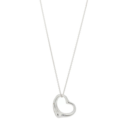 Tiffany Sterling Silver 27mm Elsa Peretti Open Heart Pendant Necklace 1 of 5