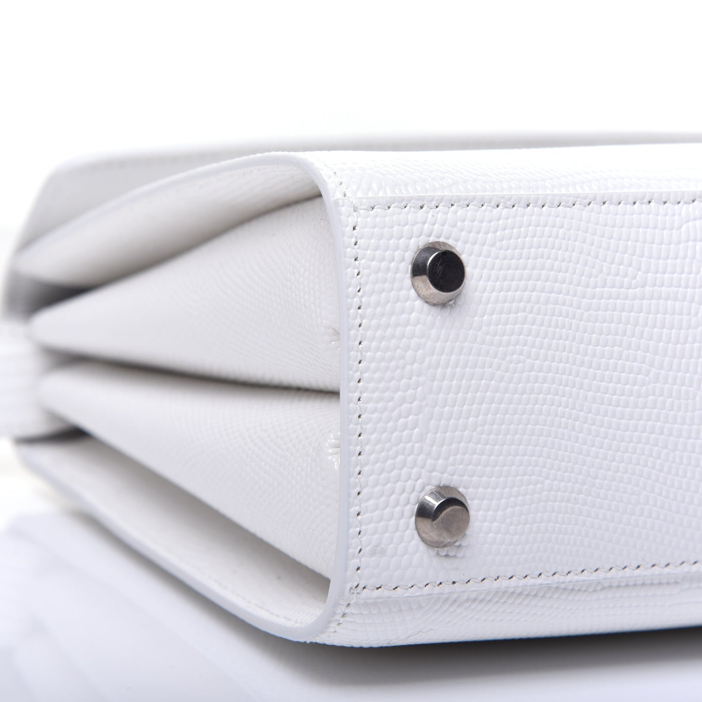 Patent Calfskin Lizard Embossed Medium Ghost Shoulder Bag Optic White
