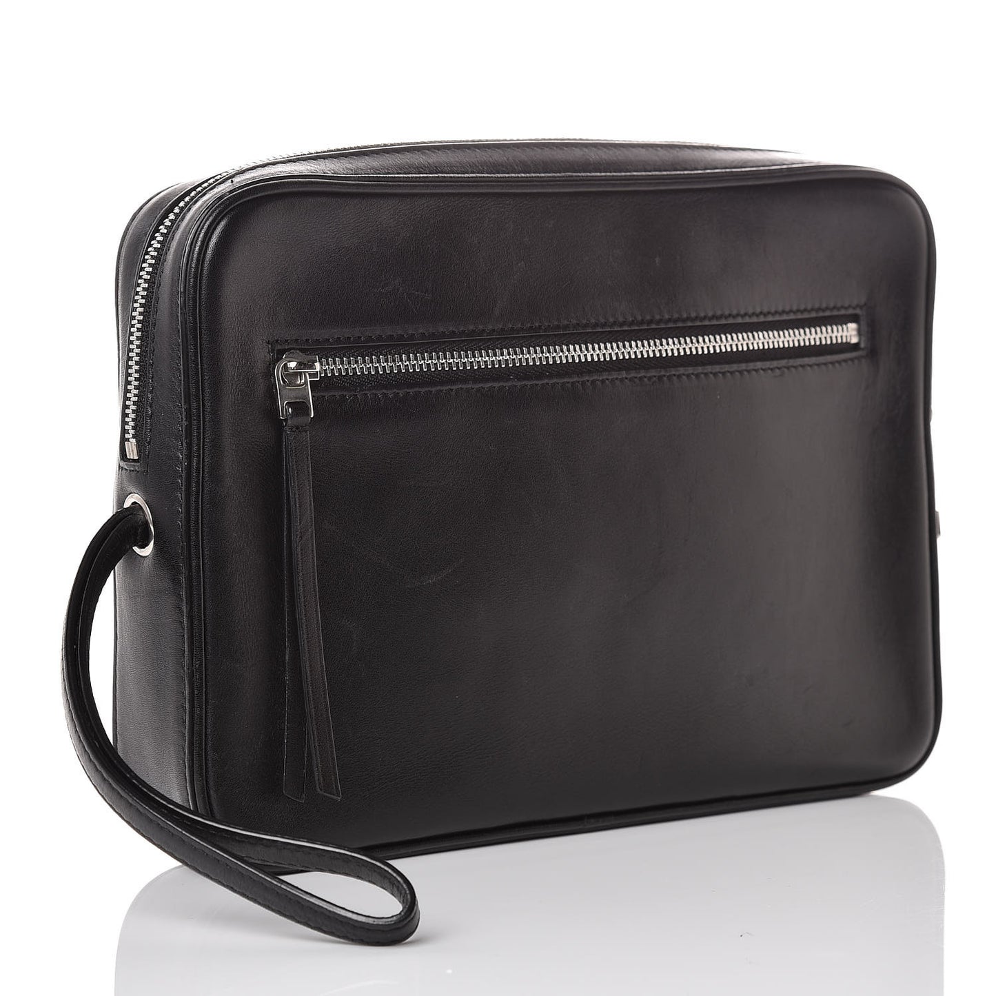 Nappa Calfskin Dragonne Pouch Clutch Black
