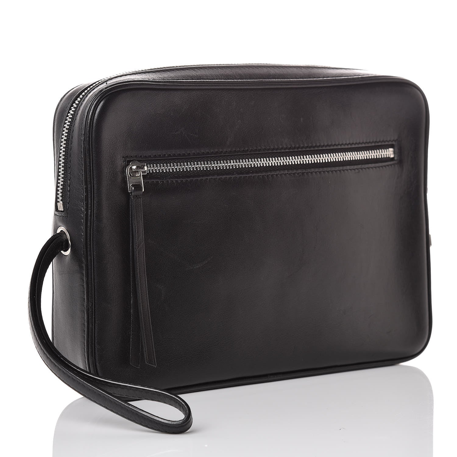 Celine Nappa Calfskin Dragonne Pouch Clutch Black 3 of 14