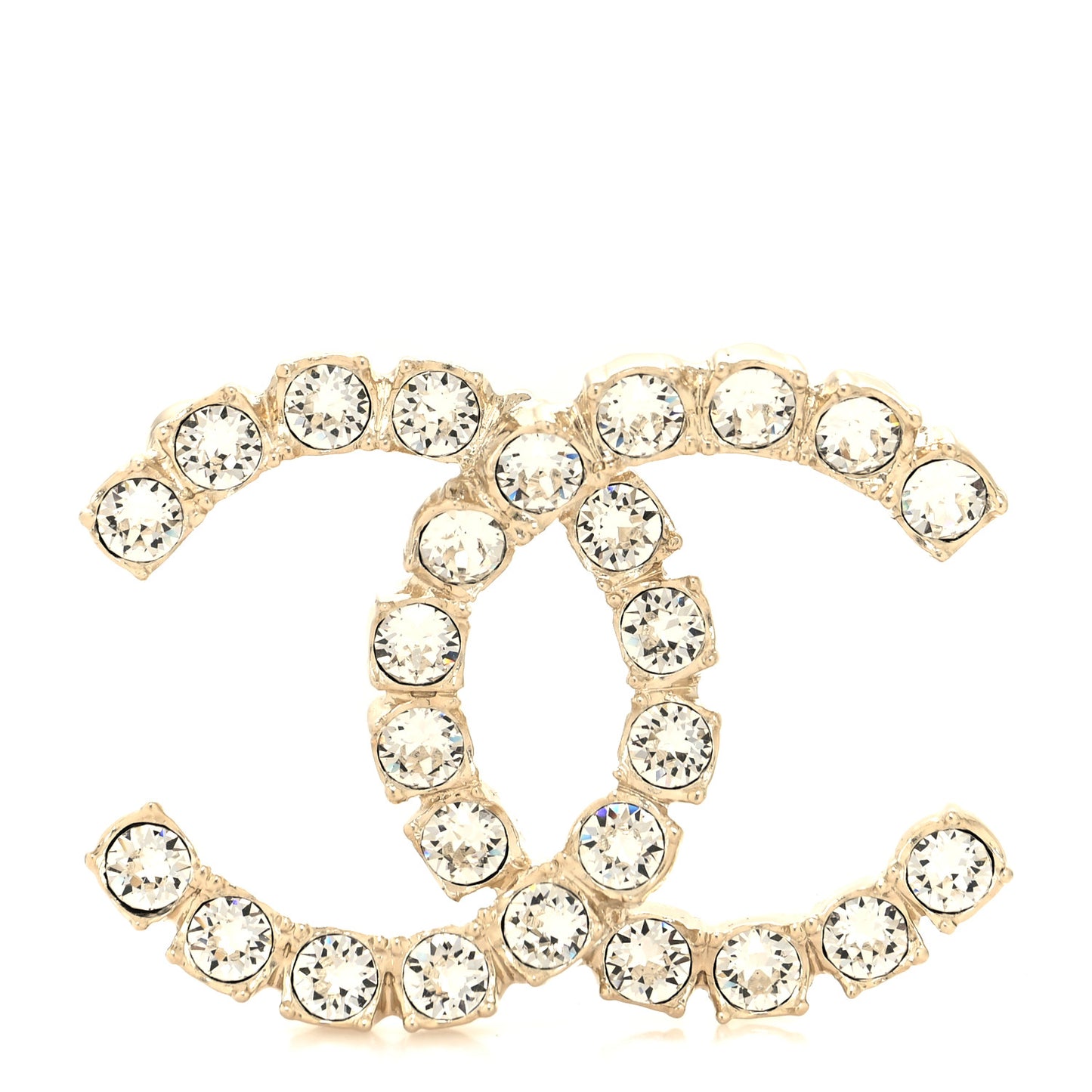 Crystal Coco's Pearls CC Brooch Light Gold