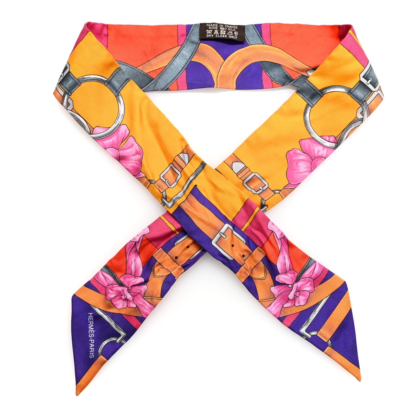 Silk Grand Manege Fleuri Twilly Bouton D'Or Violet Rose