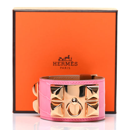 Hermes Matte Niloticus Crocodile Collier De Chien CDC Bracelet T2 Rose Bubblegum 6 of 6