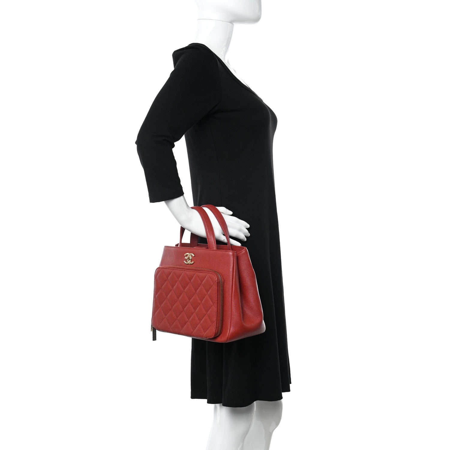 Chanel Caviar Quilted Small Business Affinity Shopping Bag Red 2 of 11