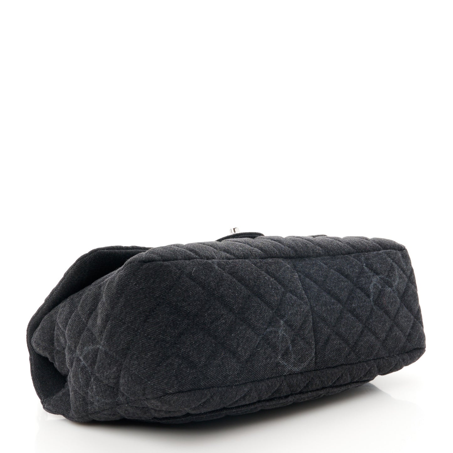 Denim Quilted CC Print Jumbo Single Flap Black