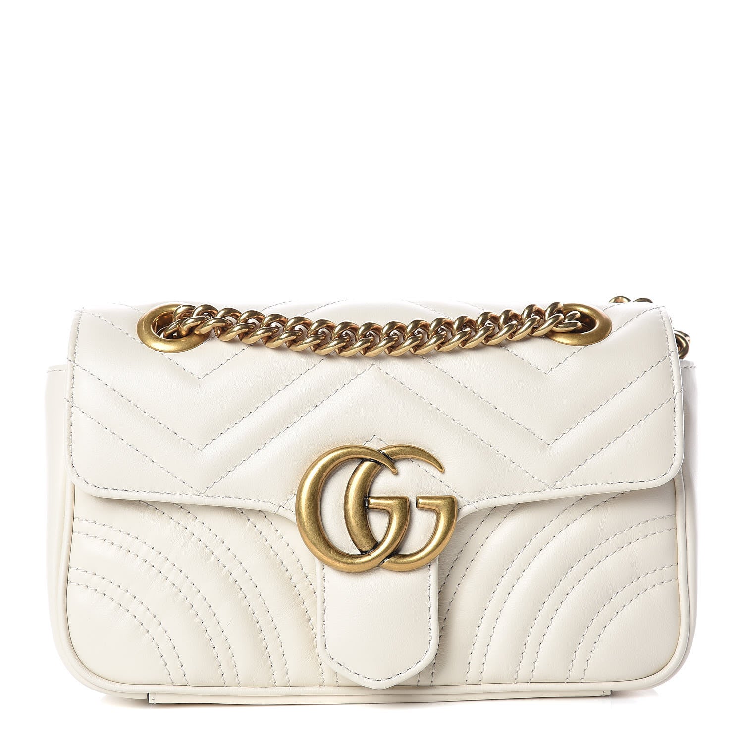 Gucci Calfskin Matelasse Mini GG Marmont Shoulder Bag White 1 of 10