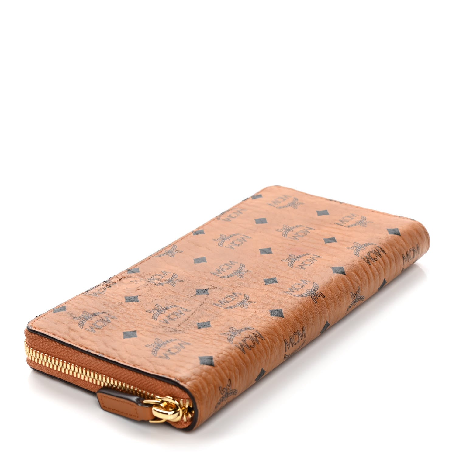 MCM Visetos Large Zip Around Wallet Cognac 4 of 12