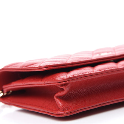 Chanel Caviar Quilted Wallet On Chain WOC Red 6 of 12
