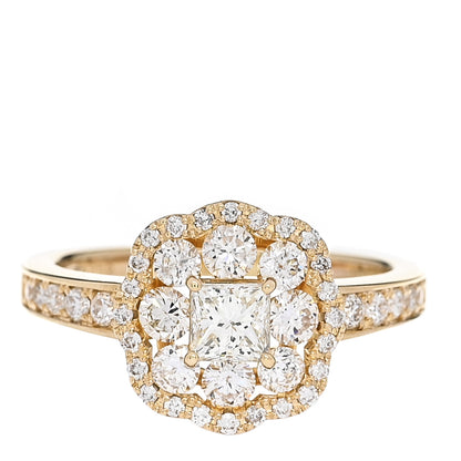 Parker & West by FASHIONPHILE 18K Yellow Gold Diamond 1.18ctw Flower Pave Halo Ring 53 6.5 1 of 10
