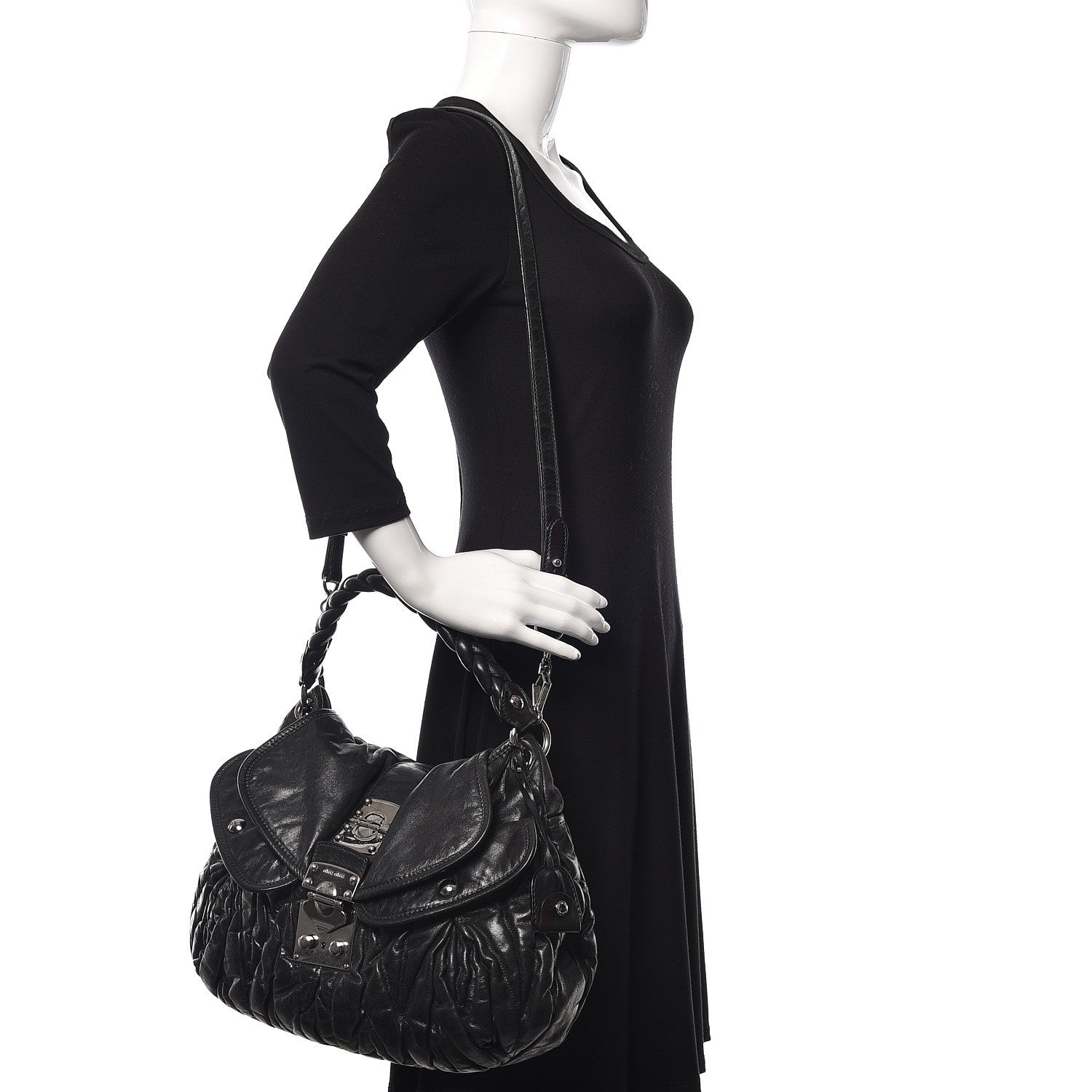 Miu Miu Nappa Matelasse Coffer Hobo Black 2 of 13