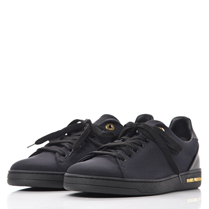 Louis Vuitton Nylon Calfskin Frontrow Sneakers 38.5 Navy Black 3 of 9