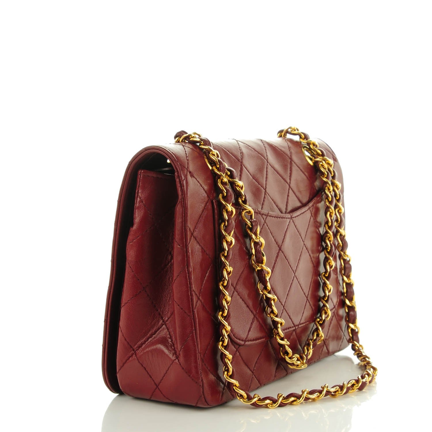 Chanel Lambskin Quilted Small Single Flap Dark Red 3 of 9
