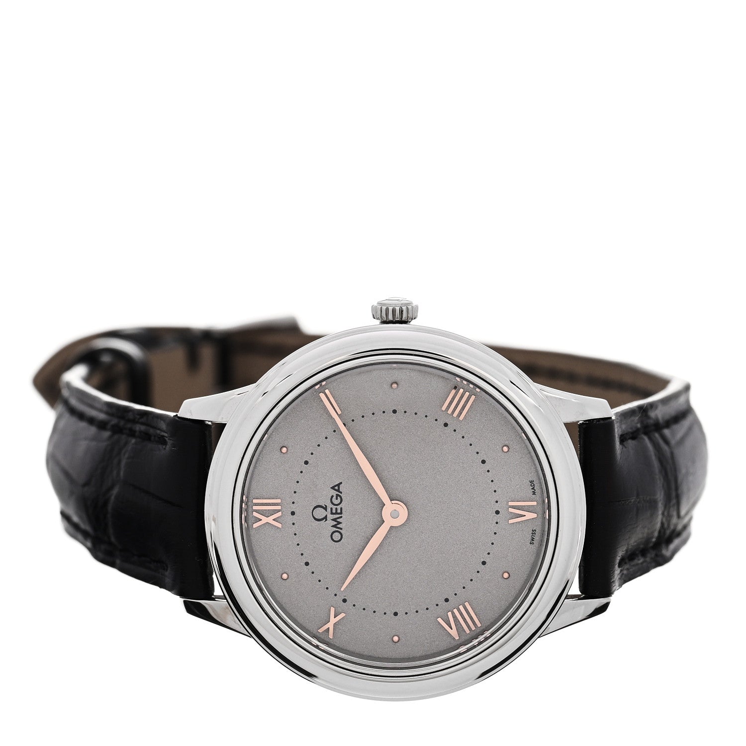 Omega Stainless Steel Alligator 30mm De Ville Prestige Quartz Watch Silver 434.10.30.60.06.001 2 of 5