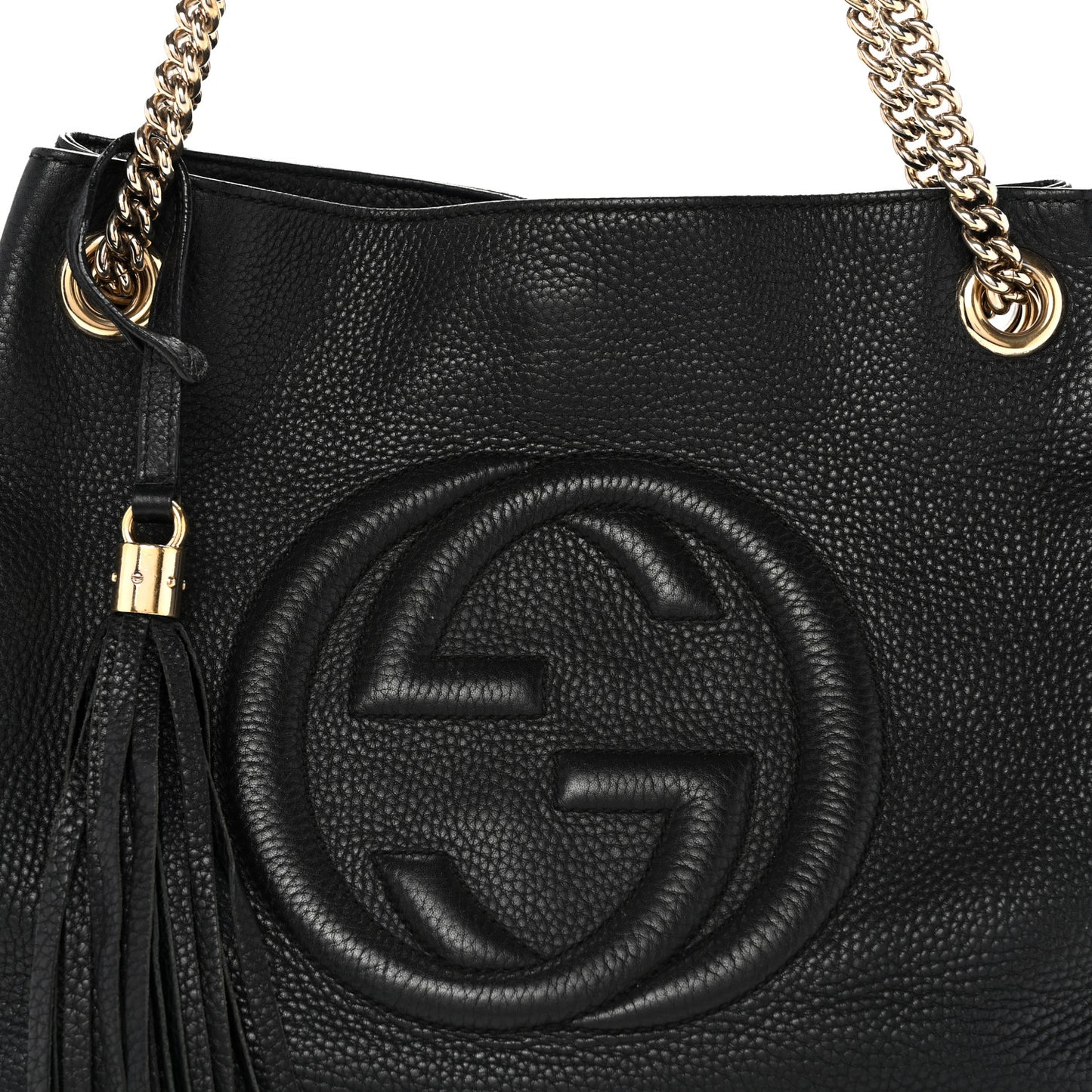 Pebbled Calfskin Medium Soho Chain Shoulder Bag Black