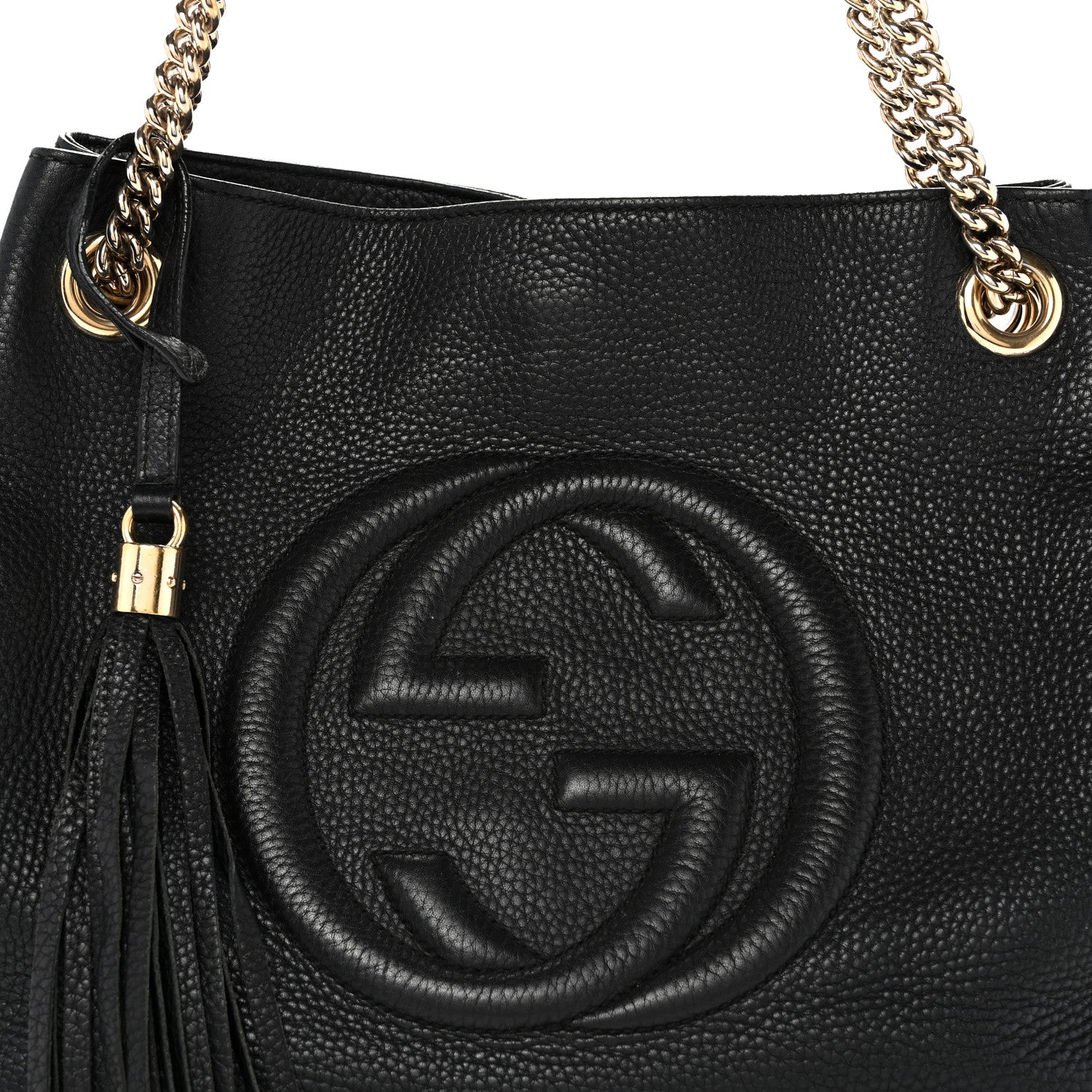 Gucci Pebbled Calfskin Medium Soho Chain Shoulder Bag Black 8 of 15