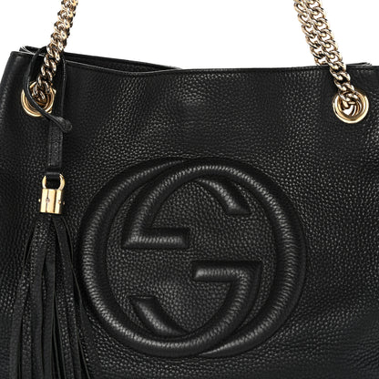 Gucci Pebbled Calfskin Medium Soho Chain Shoulder Bag Black 8 of 15