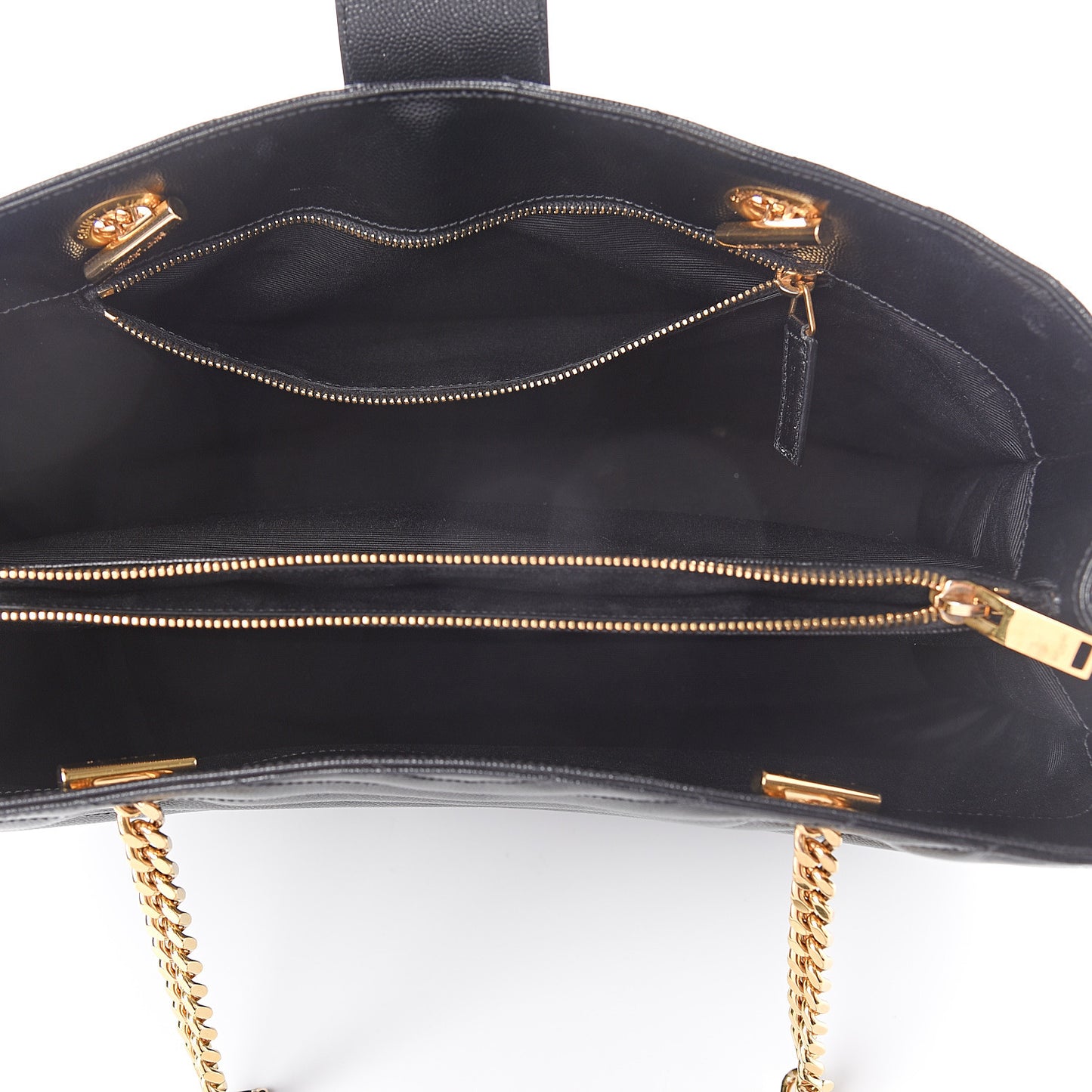 Grain De Poudre Matelasse Chevron Monogram Shopping Bag Black