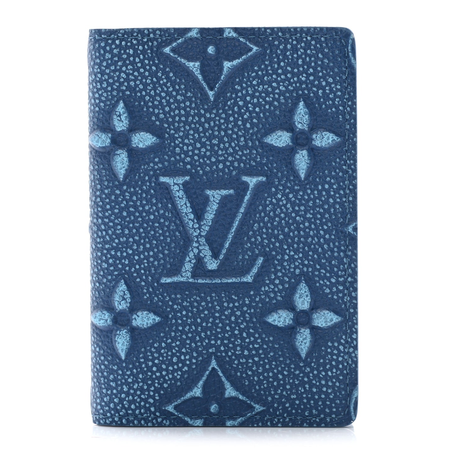 Cowhide Monogram Pocket Organizer Denim Blue