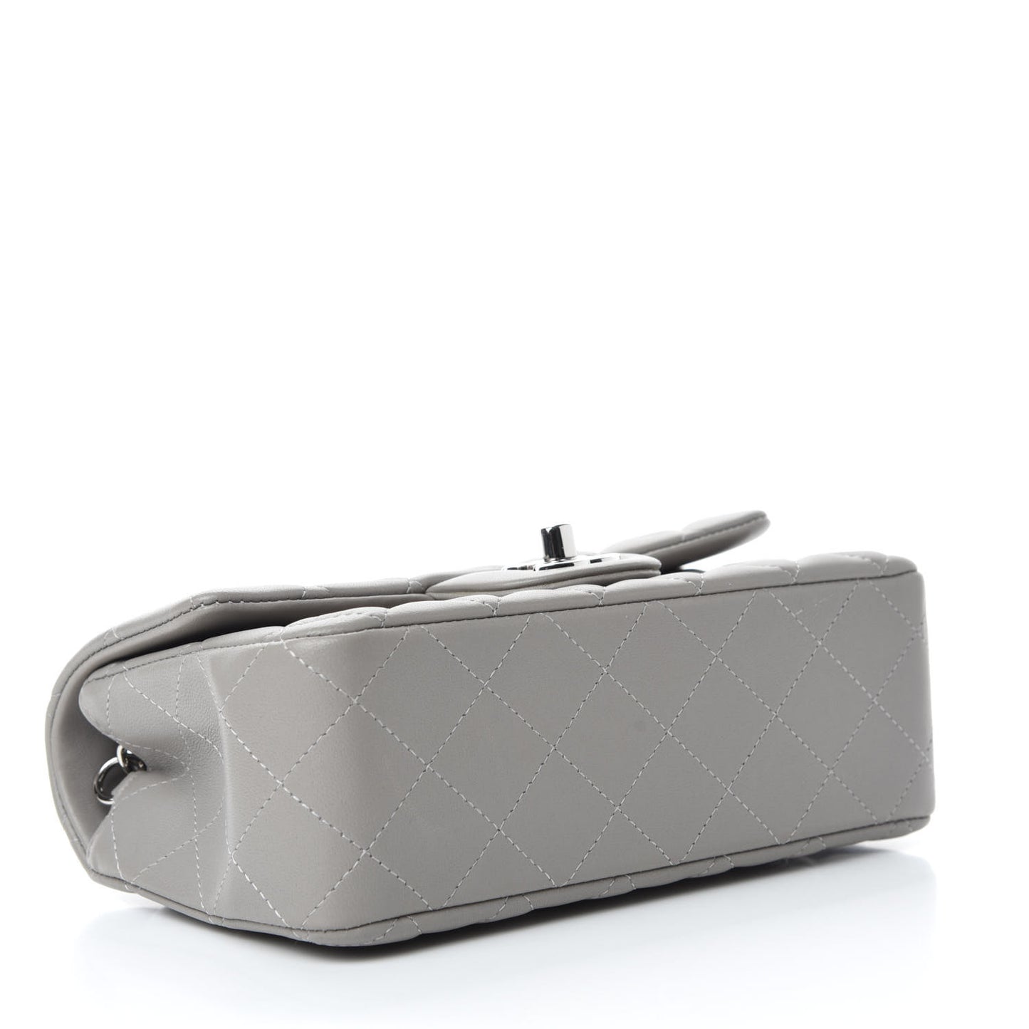 Lambskin Quilted Mini Rectangular Flap Grey