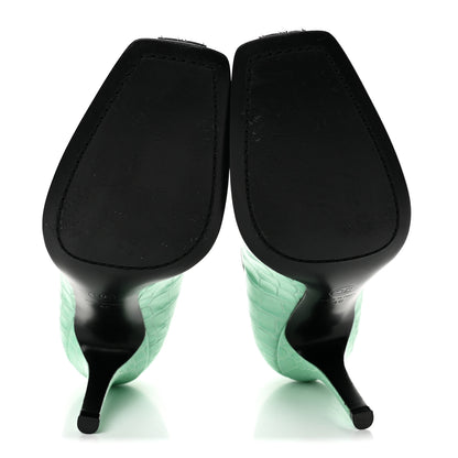 Chanel Crocodile Embossed Patent Calfskin Pumps 40 Green Black 6 of 10