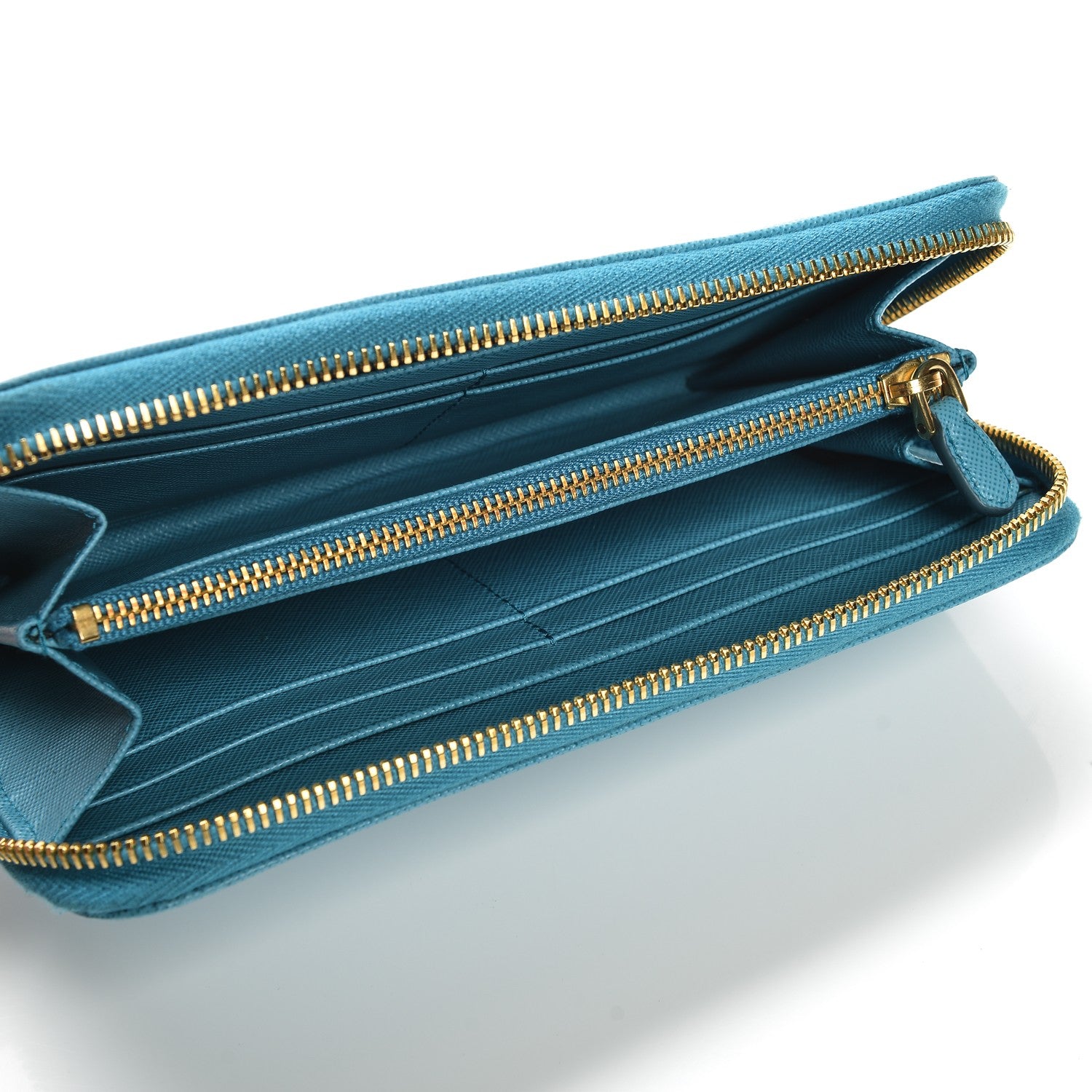 Prada Saffiano Metal Zip Around Wallet Voyage 5 of 9