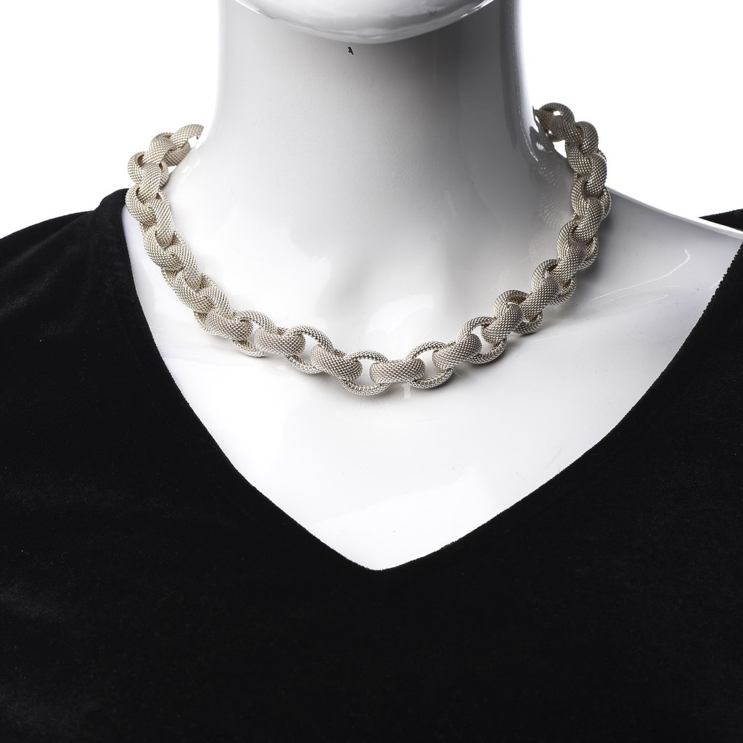 Tiffany Sterling Silver Somerset Mesh Link Necklace 2 of 4