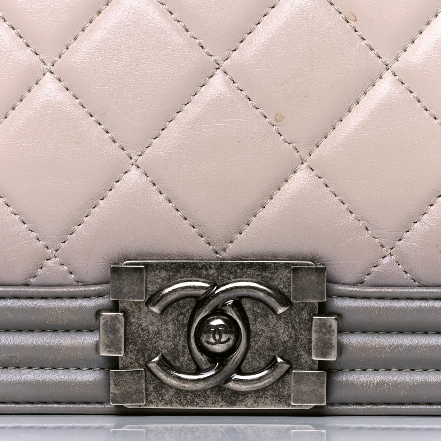 Calfskin Ombre Quilted Large Boy Flap Grey Beige