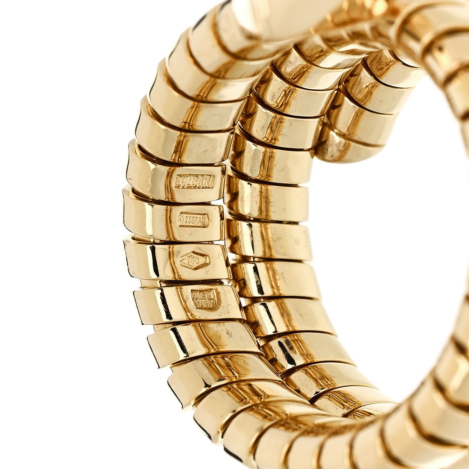 Bulgari 18K Yellow Gold Iolite Tubogas Ring 57 8 4 of 4