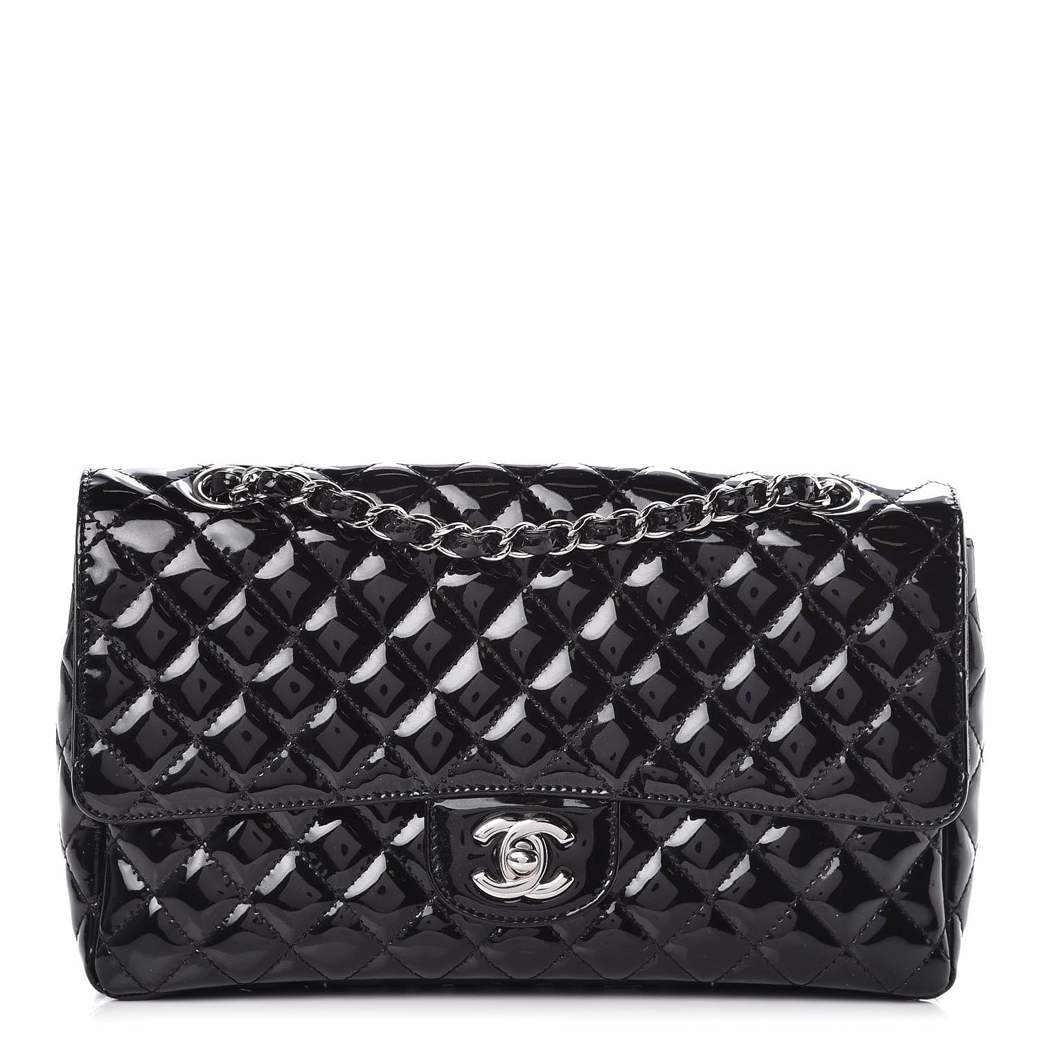 Chanel Patent Quilted Secret Label Medium Flap Black 1 of 11