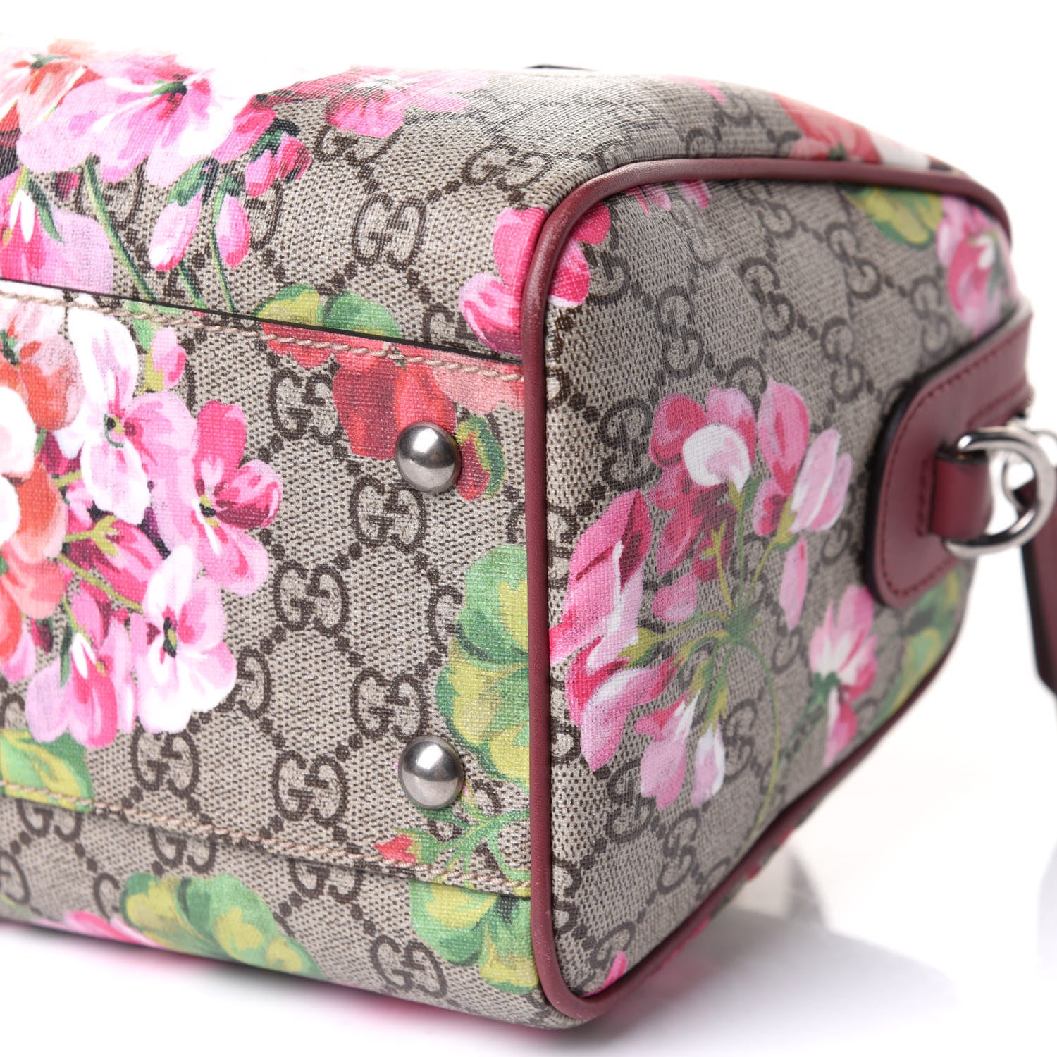Gucci GG Supreme Monogram Blooms Small Boston Beige Multicolor Dry Rose 10 of 11