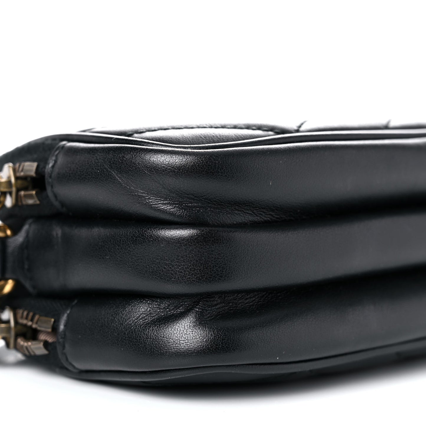 Calfskin Matelasse Mini GG Marmont Chain Crossbody Bag Black